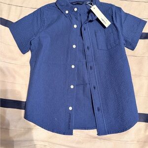 Janie and Jack Navy Striped Button Down Shirt